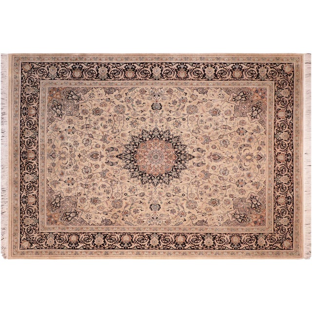 Black Medallion 1990's Pak-Persian Taupe/Black Wool Rug - 8'0'' X 10'0'' For Sale - Image 8 of 9