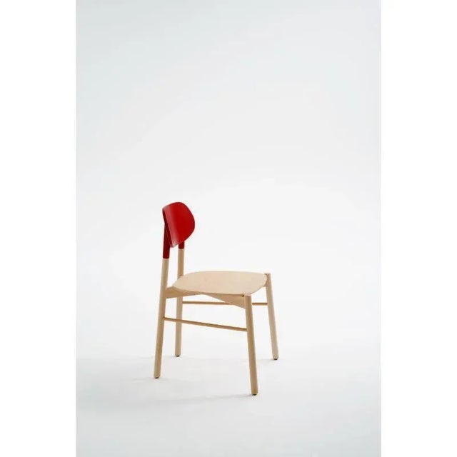 Bokken chair, natural beech, red by Colé Italia with Bellavista/Piccini Dimensions: H.81,7 D.49 W.53,5 cm Materials: Solid...