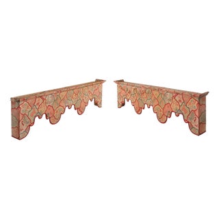 Pair Custom Coral Window Valences, Provenance Brooke Astor n.y.c. Library For Sale