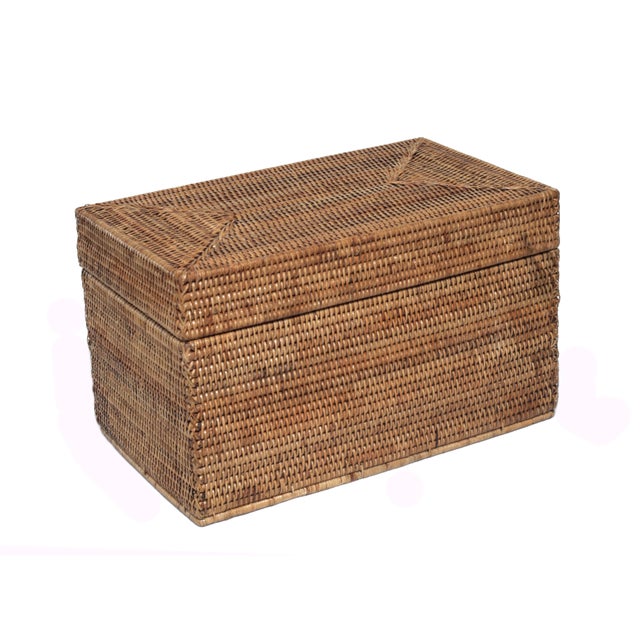 Brown Artifacts Rattan Rectangular Hinged Chest For Sale - Image 8 of 8