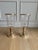 A pair of discontinued Glen Plaid hurricane candleholders by Ralph Lauren Home, dating to the 1990s. Each substantial...