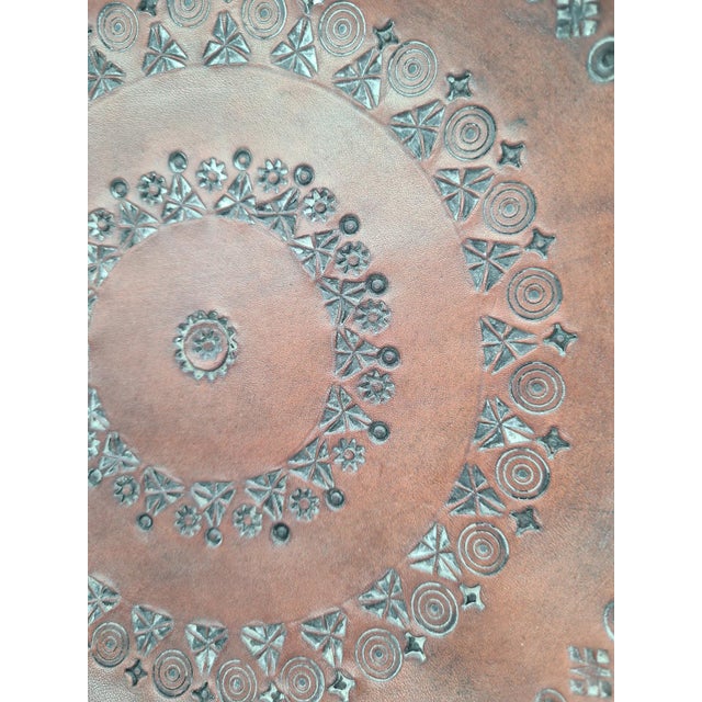 Hand-Pressed Decorative Leather Plate, 1978 For Sale - Image 4 of 10