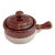 Vintage Stoneware Brown Drip Glaze Bowl With Handle and Lid For Sale