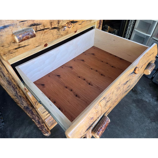 2010s Handcrafted Rustic Live-Edge Aspen & Cedar 5-Drawer For Sale - Image 5 of 6