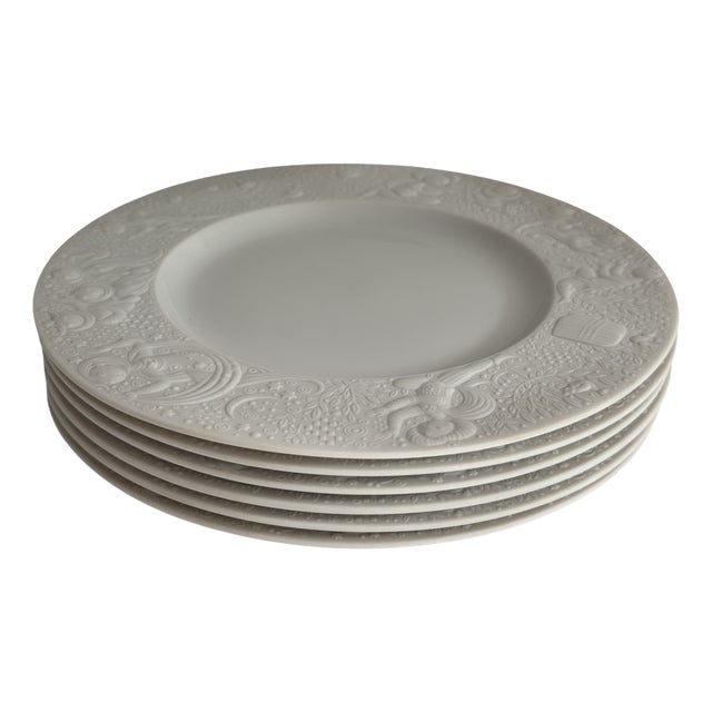 White Magic Flute Salad Plates by Björn Wiinblad for Rosenthal, 1980s, Set of 6 For Sale