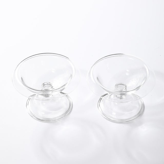 Pair of Mid-Century Modernist Footed Tazas Signed Steuben For Sale - Image 9 of 14