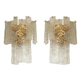 Hammered Strips Listelli Murano Glass Wall Sconces by Simoeng, Set of 2 For Sale