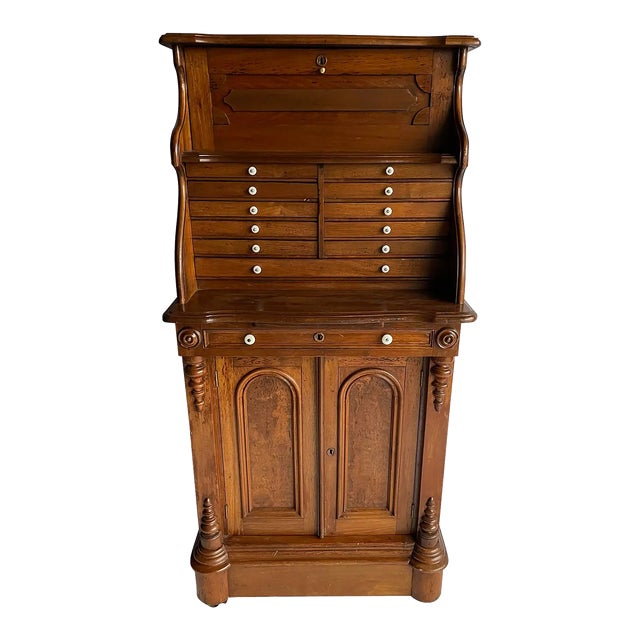 Antique 19th Century Oak Dental Collector's Cabinet For Sale