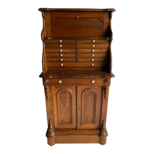 Antique 19th Century Oak Dental Collector's Cabinet