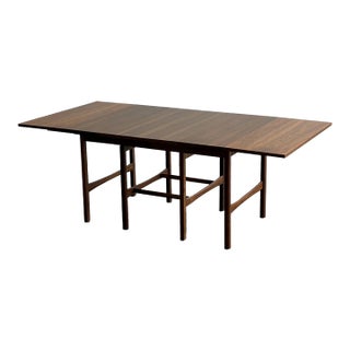 1960s Walnut Drop Leaf Dining Table by American of Martinsville, Attributed For Sale