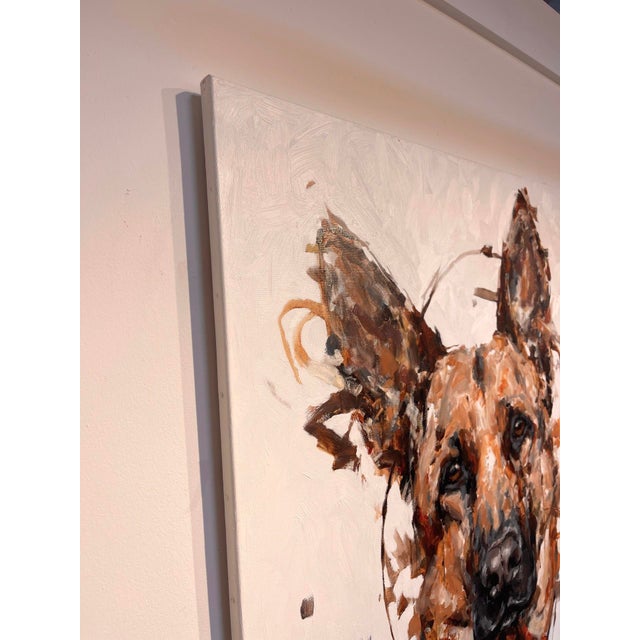Figurative German Shepard by Thibault Jandot | Oil Painting of a dog's head in abstract style For Sale - Image 3 of 3