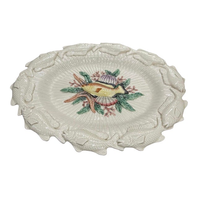 Vintage 1986 Fitz & Floyd Ceramic Ocean Life Relief Platter Bowl For Sale