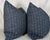 Custom pair of 22" pillows covered in Lee Jofa "Serai" in color midnight. These pillows have tapered corners to prevent...