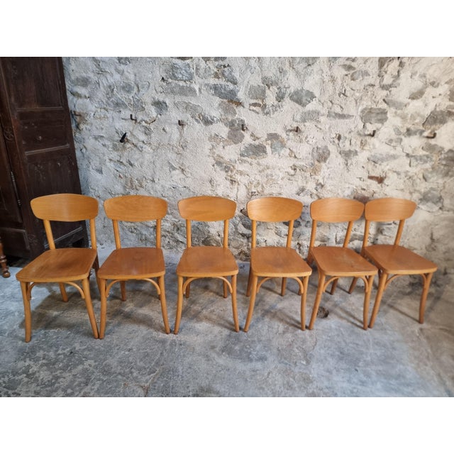 Vintage French Bentwood Bistro Chairs from Luterma, 1950s-1970s, Set of 6 For Sale - Image 6 of 18