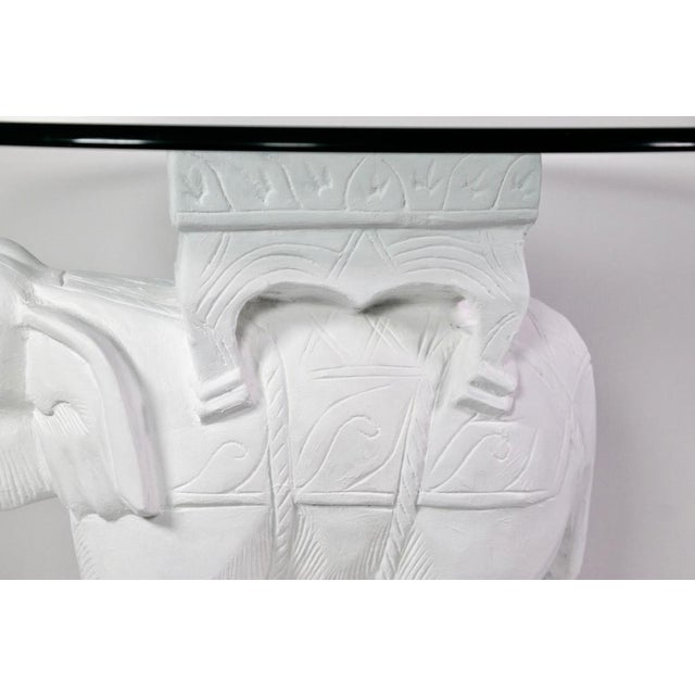 1970s Hollywood Regency White Gesso Solid Teak Elephant Side Table For Sale In Los Angeles - Image 6 of 9