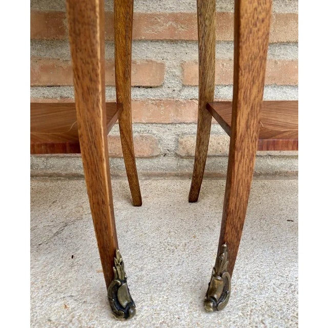 French Louis XV Style Nightstands in Walnut and Marquetry, Set of 2 For Sale - Image 14 of 18