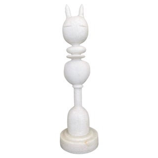 Cat King Marble Sculpture by Tom Von Kaenel For Sale