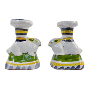 Vintage "Faiança Portuguesa" Rabbit Candle Holders - A Pair