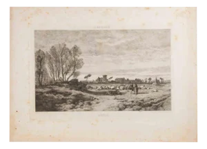 Alexandre Segé, View of Ostia, Etching, 1860s