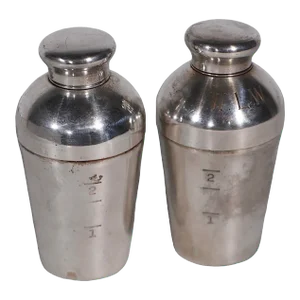 Pr. Diminutive Art Deco Napier Cocktail Shaker Jiggers