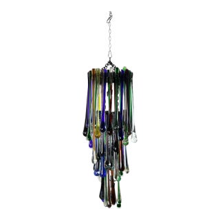 1970s Mid-Century Modern Giant Hand Blown Glass Chandelier by Feders For Sale