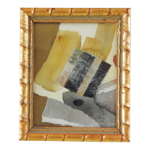 Late 20th Century Small Watercolor and Collage Abstract Painting