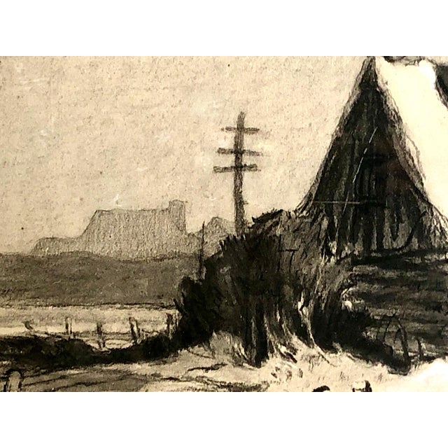 Traditional Signed 1920 Canadian Landscape “Cold” in Charcoal by Hal Ross Perrigard For Sale - Image 3 of 9