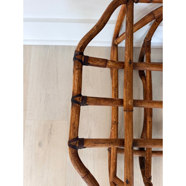 Wood Vintage Bent Rattan Side Table with Smoked Glass For Sale - Image 7 of 7