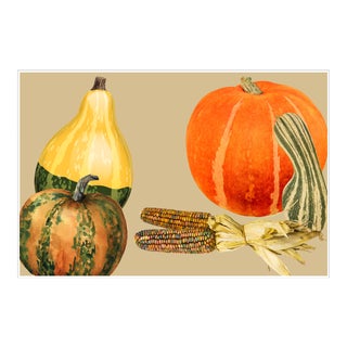 Contemporary Autumn Bounty Paper Placemat Pads- Set of 30 Perfect for the Thanksgiving Table For Sale