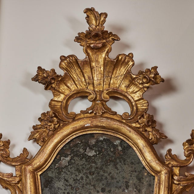 19th Century Gilded Florentine Mirrors with Candle Holders - A Pair For Sale - Image 5 of 10