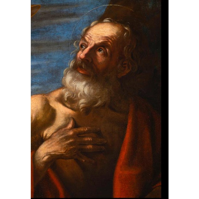 Bolognese Master, Saint Jerome Hearing the Trumpets, 17th Century, Oil Painting on Canvas For Sale - Image 4 of 6