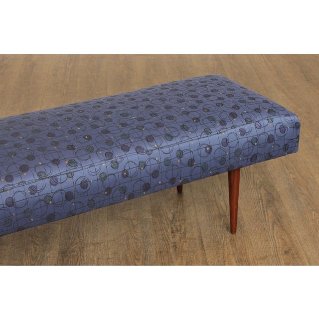 Mid Century Modern Upholstered Walnut Bench For Sale - Image 9 of 12