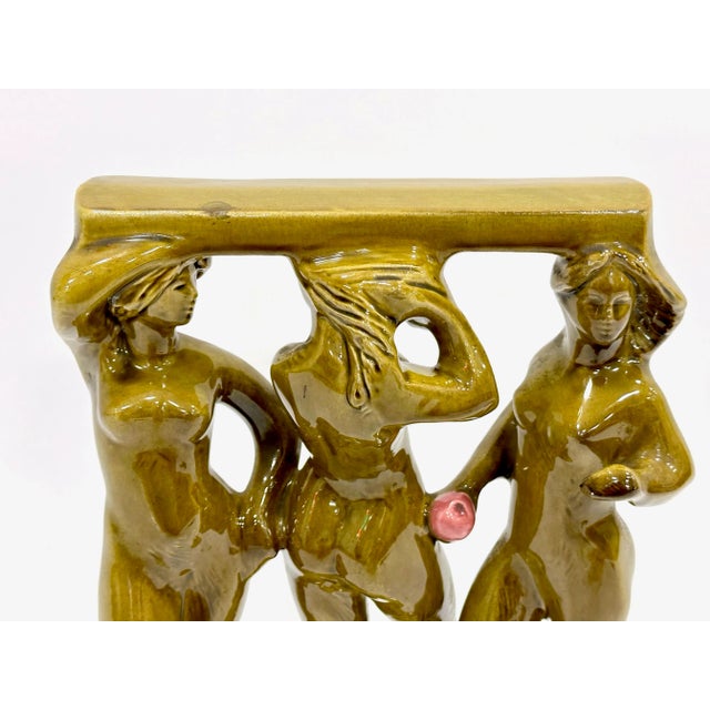 Figurine of Three Graces in the Bathhouse attributed to Zdeněk Farnik for Jihokera Bechyně, 1975 For Sale - Image 6 of 10