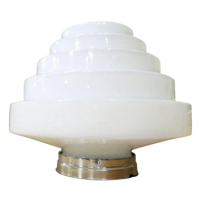 1930s Stepped Art Deco Skyscraper Ceiling Mounted Globe With Fixture 2 Available For Sale