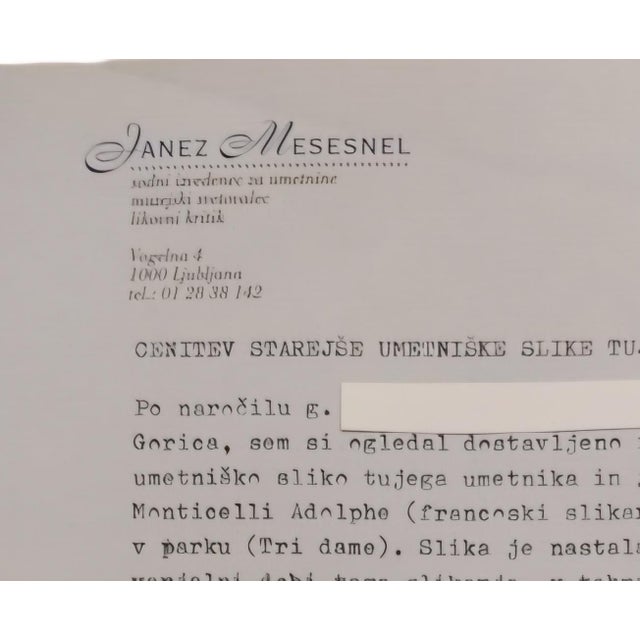 Adolphe Monticelli (1824–1886), Signed Oil on Canvas, Two Elegant Ladies in a Park & Expert Certificate For Sale - Image 15 of 17