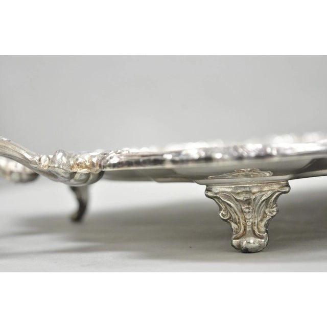 Vintage Sheridan Victorian Silver Plated Narrow Footed Serving Platter Bar Tray For Sale In Philadelphia - Image 6 of 13