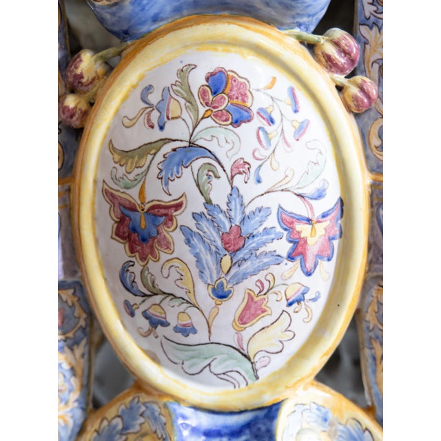 Ceramic 19th Century Italian Majolica Jardiniere Planter on Pedestal Stand For Sale - Image 7 of 15
