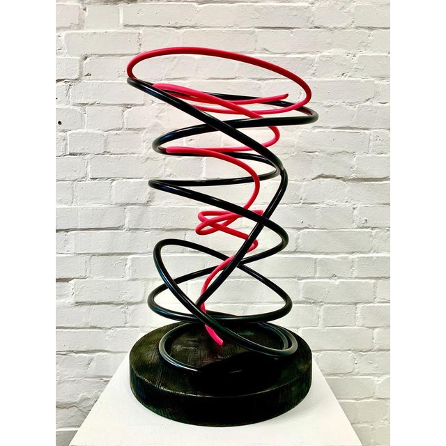 Mark Beattie, Pink in Black Spiral, 2023 Painted copper on a burnt plinth 65 x 40 x 45cm (25.59 x 15.78 x 17.71 in) Unique...