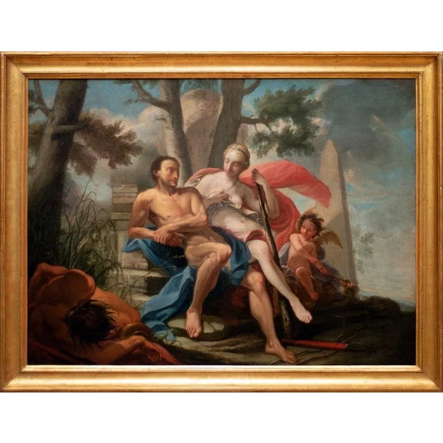 Hercules and Omphale - Oil Painting On Canvas - 18th-Century For Sale - Image 3 of 3