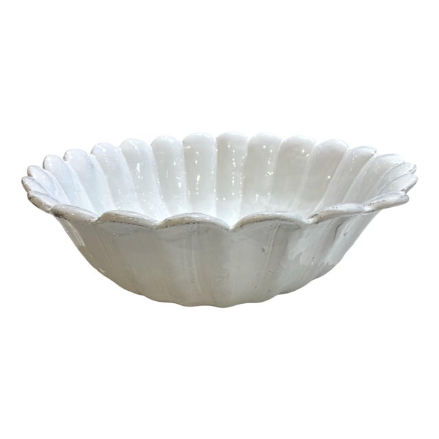 Cream Late 20th Century Large Astier De Villatte "Marguerite" Bowl, Handmade in Paris For Sale - Image 8 of 17