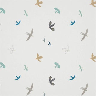 Harlequin Skies Above Fabric in Duck Egg/Linen For Sale