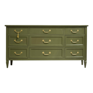 Mid Century Traditional Dresser Sideboard by Mount Airy in Green - Newly Painted