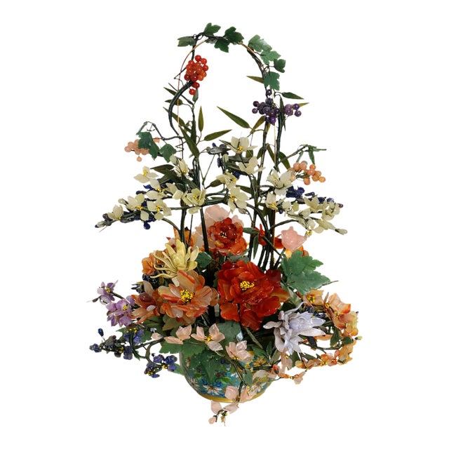 1950s Chinese Jade Tree Made With Semi Precious Stones For Sale