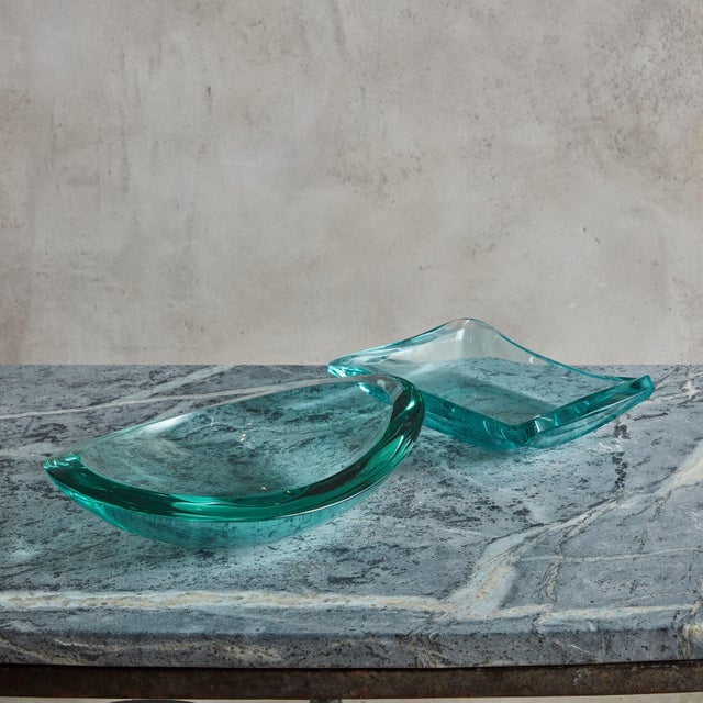 Rectangular Handblown Glass Bowl by Erwin Walter Burger for Fontana, Italy 1950s For Sale - Image 10 of 18