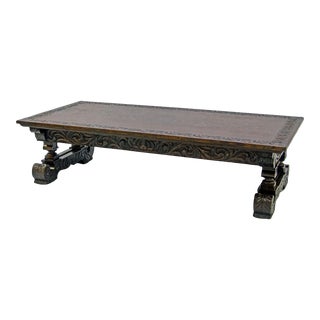 Early 20th Century Vintage Solid Oak Coffee Cocktail Table For Sale
