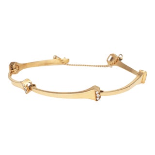 Vintage Diamond Multi Nail Bracelet 14k Yellow Gold Equestrian Fine Jewelry For Sale