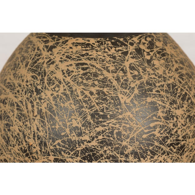 Large Prem Collection Hand Crafted Artisan Vase with Black and Brown Décor For Sale - Image 12 of 12