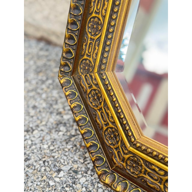 Vintage Gilt Octagonal Wall Mirror With Ornate Frame For Sale - Image 11 of 11