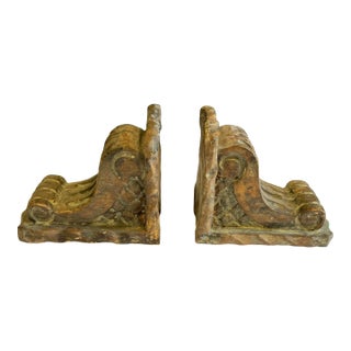 Vintage Ceramic Scroll Bookends- Set of 2 For Sale