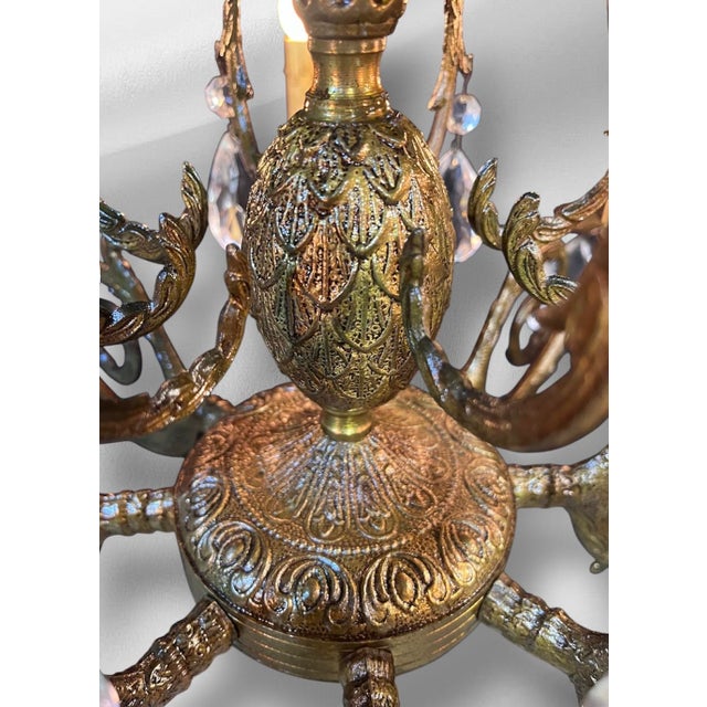 1940s Solid Brass Rococo Chandelier For Sale - Image 13 of 17